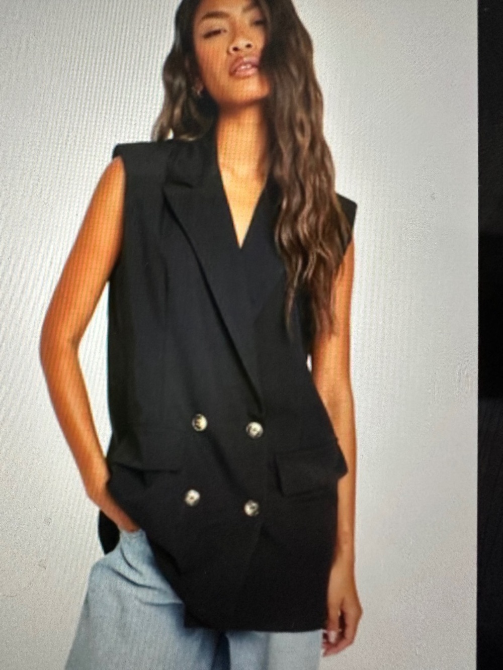 Boo Hoo Mock Horn Longline Double Breasted Sleeveless Vest. NWT. 10